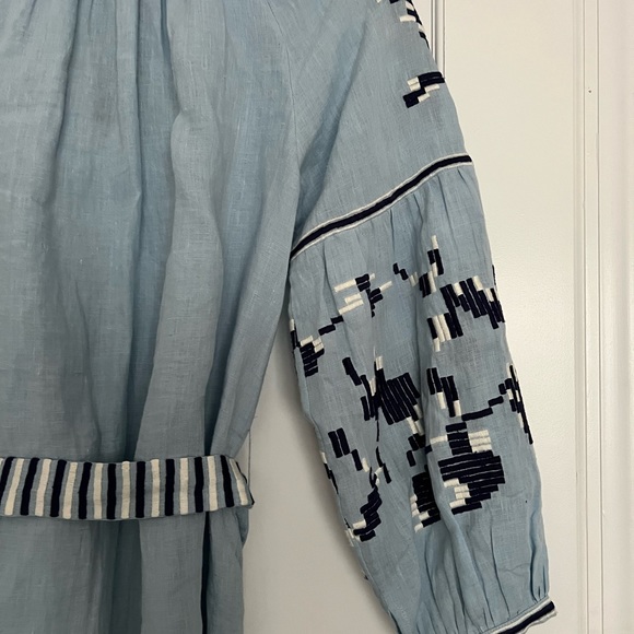 NWT Benaras by Citrus Embroidered Caftan Dress Size XS Linen - Picture 12 of 12